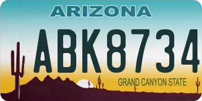 AZ license plate ABK8734