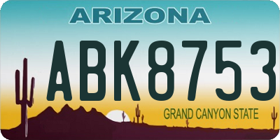 AZ license plate ABK8753