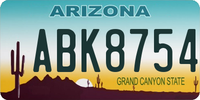 AZ license plate ABK8754