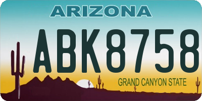 AZ license plate ABK8758