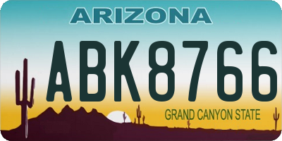 AZ license plate ABK8766