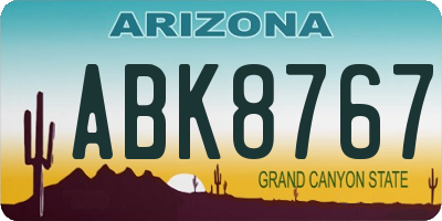 AZ license plate ABK8767