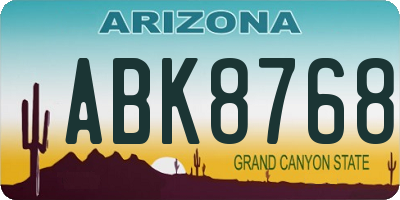 AZ license plate ABK8768