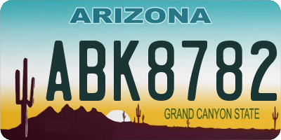 AZ license plate ABK8782