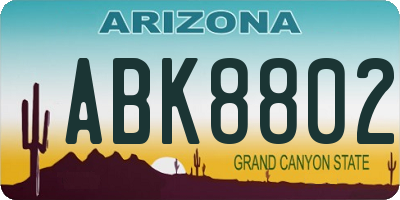 AZ license plate ABK8802