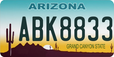 AZ license plate ABK8833