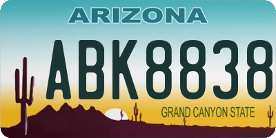 AZ license plate ABK8838