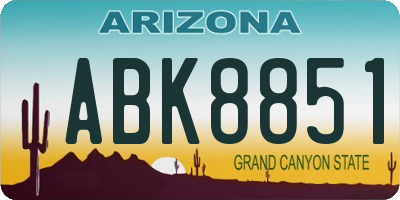 AZ license plate ABK8851