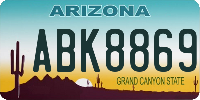 AZ license plate ABK8869