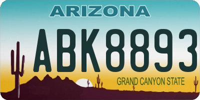 AZ license plate ABK8893