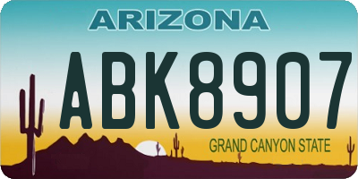 AZ license plate ABK8907