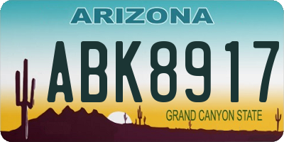 AZ license plate ABK8917