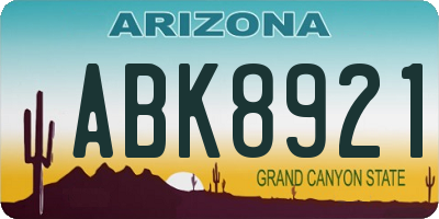 AZ license plate ABK8921