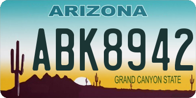 AZ license plate ABK8942