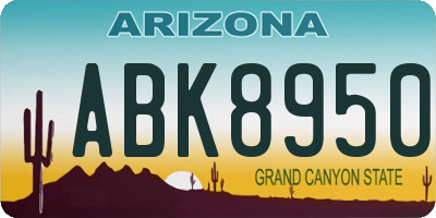 AZ license plate ABK8950