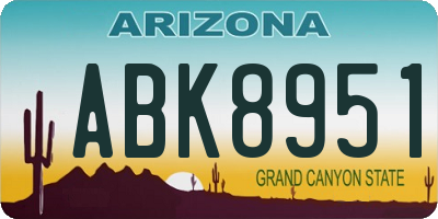 AZ license plate ABK8951