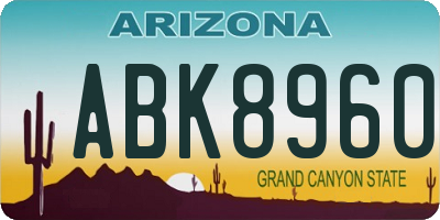 AZ license plate ABK8960