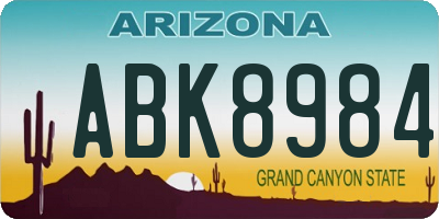 AZ license plate ABK8984