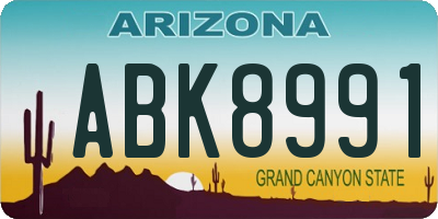 AZ license plate ABK8991