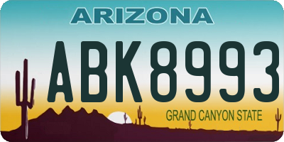 AZ license plate ABK8993
