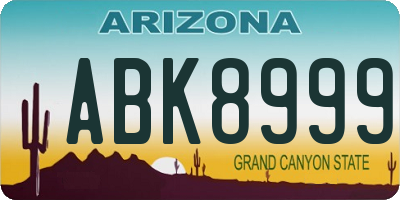 AZ license plate ABK8999