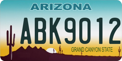 AZ license plate ABK9012