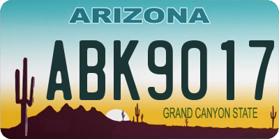 AZ license plate ABK9017
