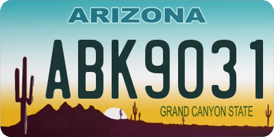 AZ license plate ABK9031