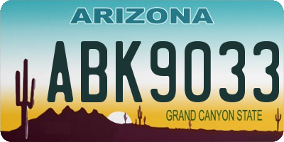 AZ license plate ABK9033