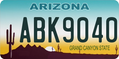 AZ license plate ABK9040