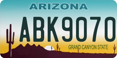 AZ license plate ABK9070