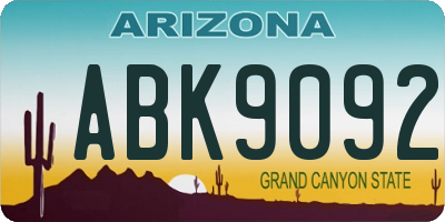 AZ license plate ABK9092