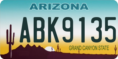 AZ license plate ABK9135