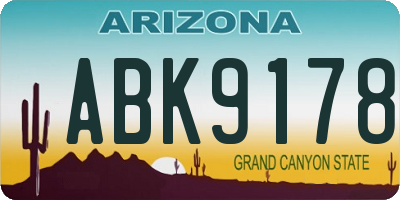 AZ license plate ABK9178