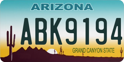 AZ license plate ABK9194
