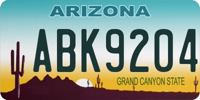 AZ license plate ABK9204