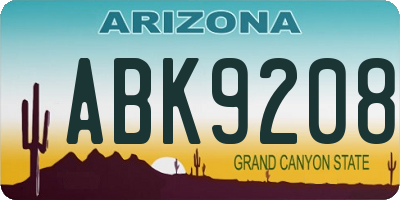 AZ license plate ABK9208