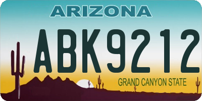 AZ license plate ABK9212