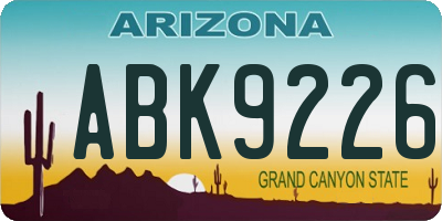 AZ license plate ABK9226