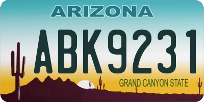 AZ license plate ABK9231