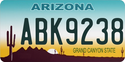 AZ license plate ABK9238