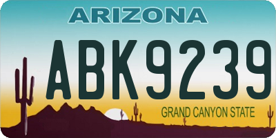 AZ license plate ABK9239