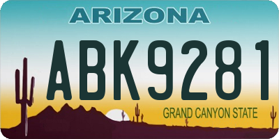 AZ license plate ABK9281