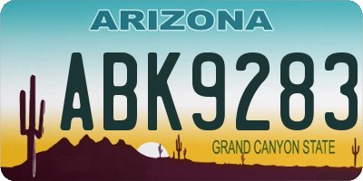 AZ license plate ABK9283