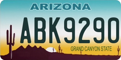 AZ license plate ABK9290