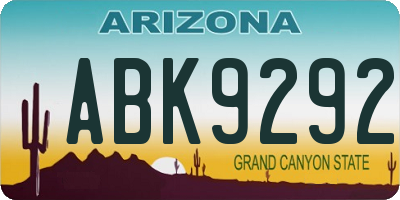 AZ license plate ABK9292