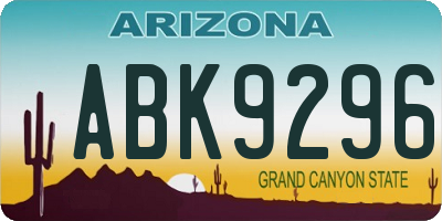 AZ license plate ABK9296