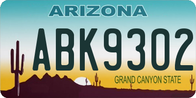 AZ license plate ABK9302