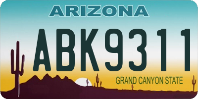 AZ license plate ABK9311