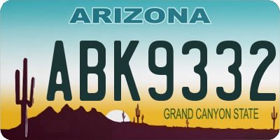 AZ license plate ABK9332